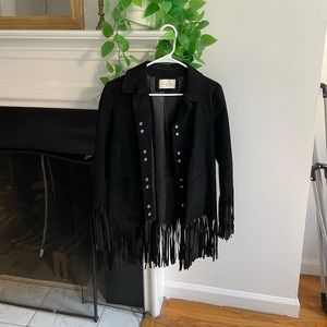 Black Fringe Sandro Jacket